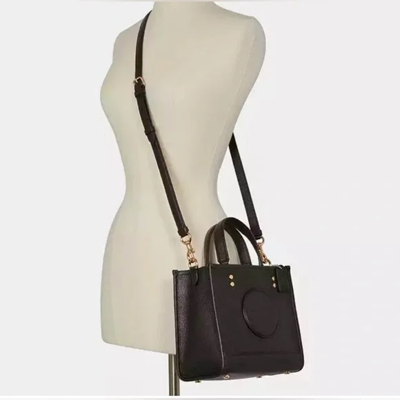 COACH Black Leather Dempsey Tote with Detachable Crossbody Strap - Picture 8 of 9